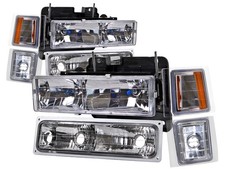 Headlight 8 Piece Euro Set w/Xenon Bulbs Set Left Right Fits 94-02 Chevrolet