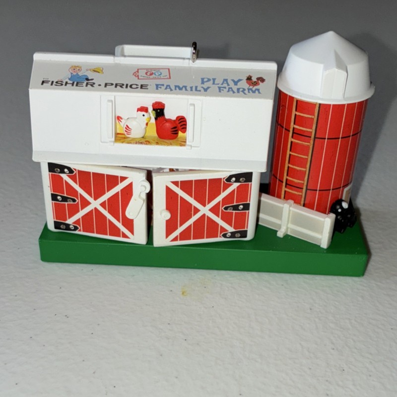 Fisher-Price Play Family Farm Magic Sound Christmas Barn Ornament, Cow, Hen