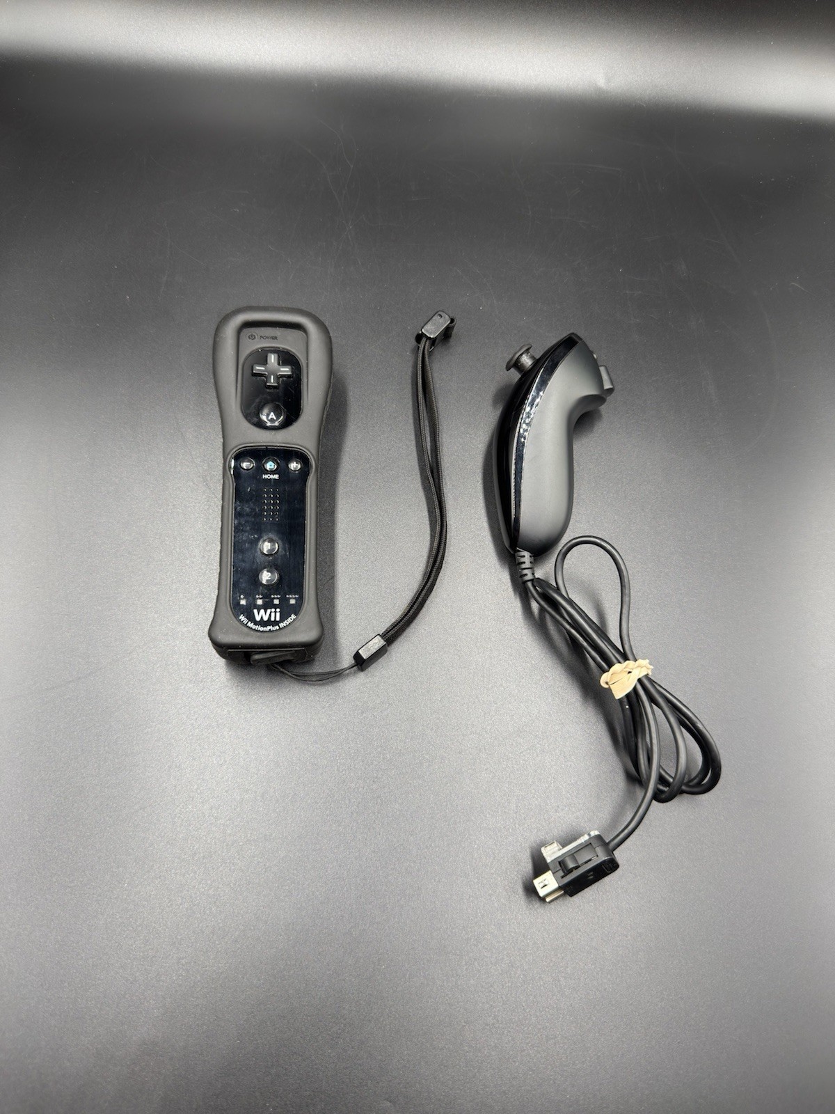 Nintendo Wii Motion Plus Controller Black with Grip and Nunchuck Tested Working