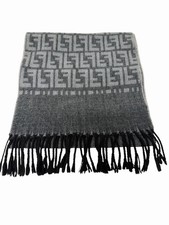 Fendi Monogram Fringe Scarf Men s Vintage Gray/Black Long Wide