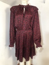 Gap New Womens XL Dress Red Black Dotted Ruffle Neck Shoulders Elastic Waist