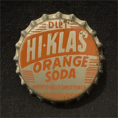 Hi-Klas Diet Orange Soda Bottle Cap Advertising, Orange & White