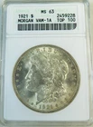 1921 Morgan dollar ANACS MS63 *VAM 1a(new 41B) pitted rev TOP100* CLC