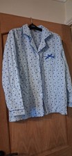 New Ladies Long Sleeve Button Up Pjs  V-neck Pocket In Front Size 12/14