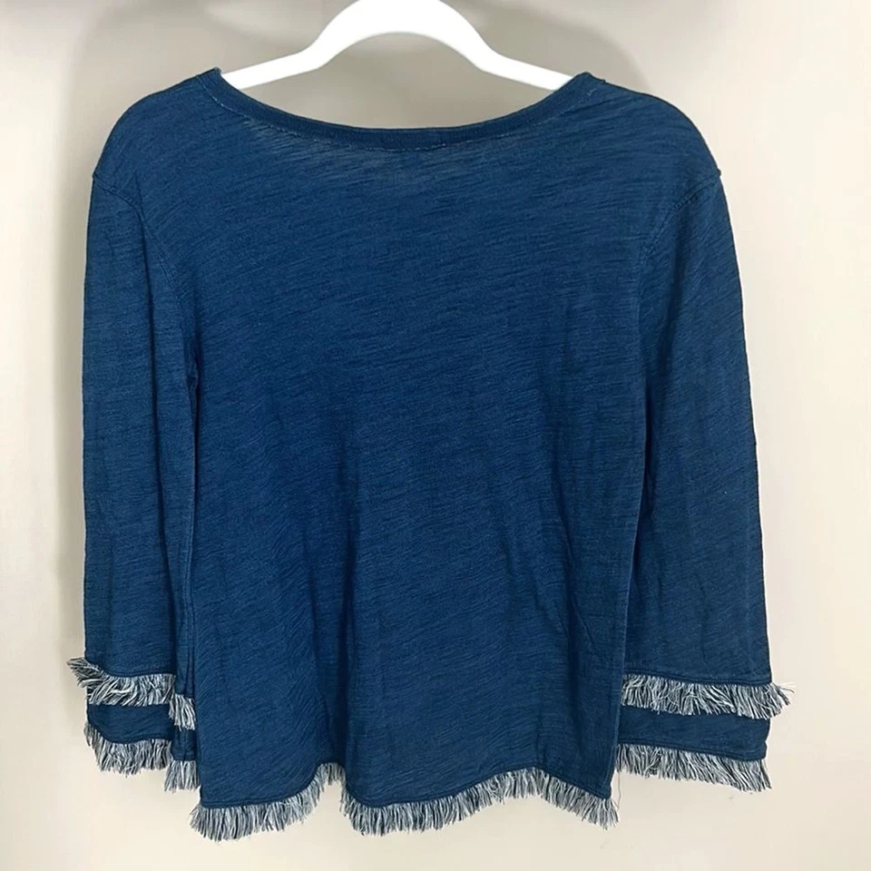 Ella Moss - SIZE 12 - Girls - Dark Stone Indigo Top with Fringe Detail - New! - Изображение 2 из 3