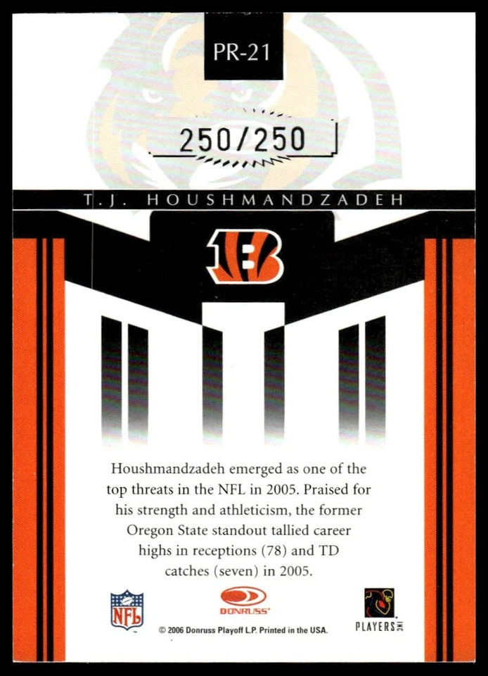 2006 Donruss Gridiron Gear #PR-21 T.J. Houshmandzadeh Performers Silver #/250 - Image 2 of 2