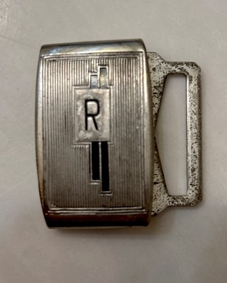 VTG 1920'S ART DECO SILVER PLATE PIONEER BRAND BELT BUCKLE LETTER R INITIAL