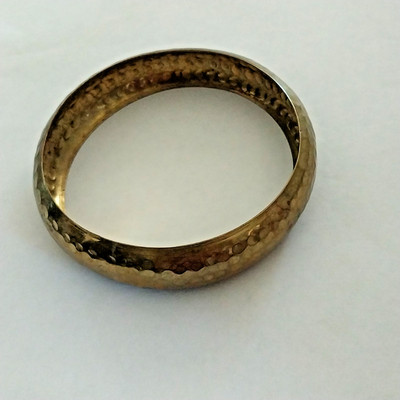 Vtg Hand Hammered Domed Brass Bangle Cuff Bracelet Bohemian Chic Boho 1970s