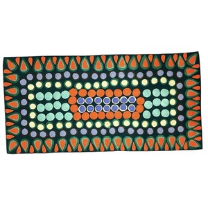 VTG Mid Century Modern Hand Made Wool Felt Colorful Rug Table Runner 23 X 46 In