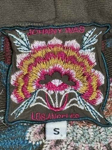 Johnny Was Kimono Green with Floral Embroidery Boho Size S Asymmetrical EUC - Picture 8 of 10