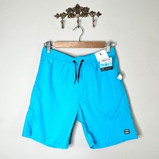 Billabong Laybacks Recycler Board Shorts Boys Large Cyan Blue Elastic Waist NEW