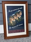 WW2 US Military Original Recruiting Poster Framed United States Militaria