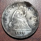1877 Seated Liberty Quarter EF XF Details cleaned 19th C. Silver Type Coin