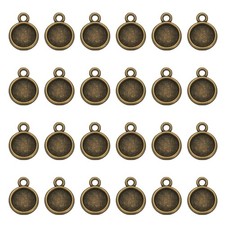 50Pcs Round Blank Pendant Trays 8mm Bezels Settings Bronze