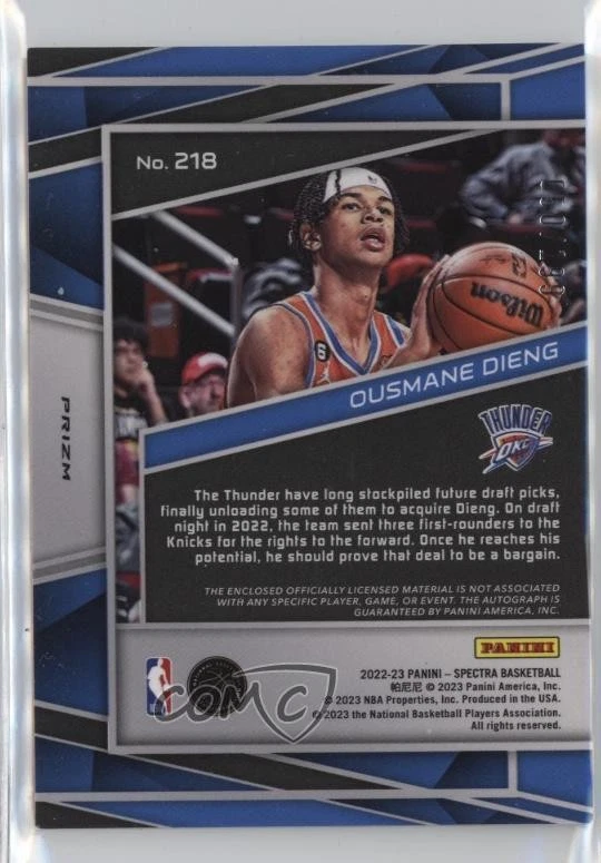 2022-23 Panini Spectra Jersey 50/199 Ousmane Dieng #218 Rookie Auto RC - Image 2 of 3