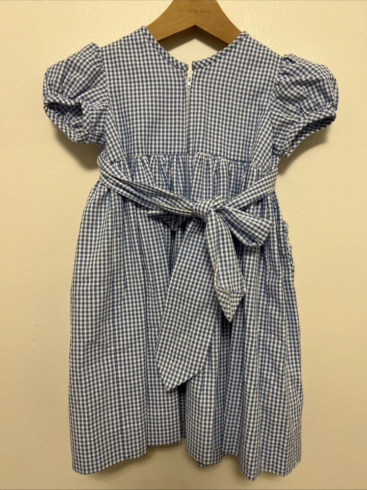 Vestido Luli & Me Azul Calado Talla 4T Cuello Peter Pan Clásico Estilo Reliquia Foto 3 de 4