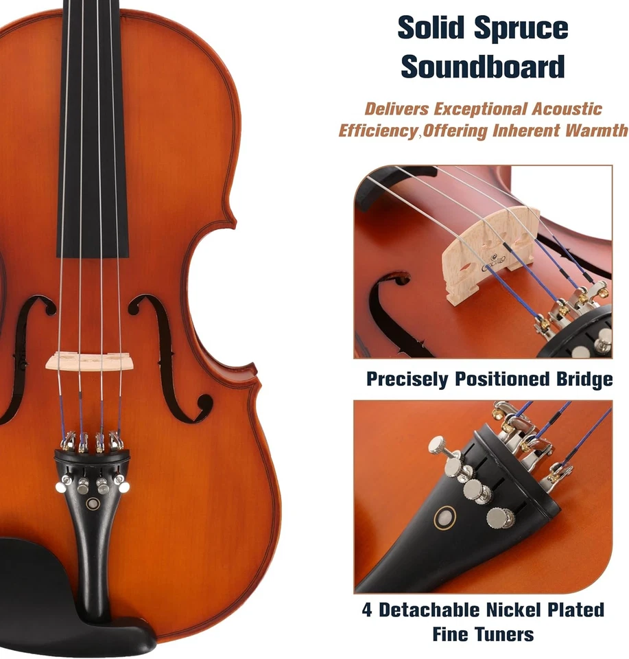 Violín ligero Cecilio CVA-500 madera maciza ébano - satinado antiguo Foto 3 de 4