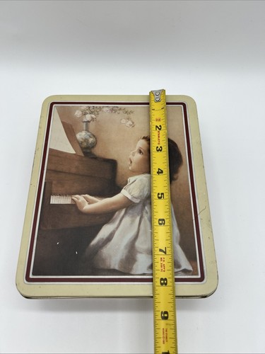Vintage 1985 Bessie Pease Gutmann Harmony Girl Playing Piano Tin Box Hong Kong - Picture 6 of 12
