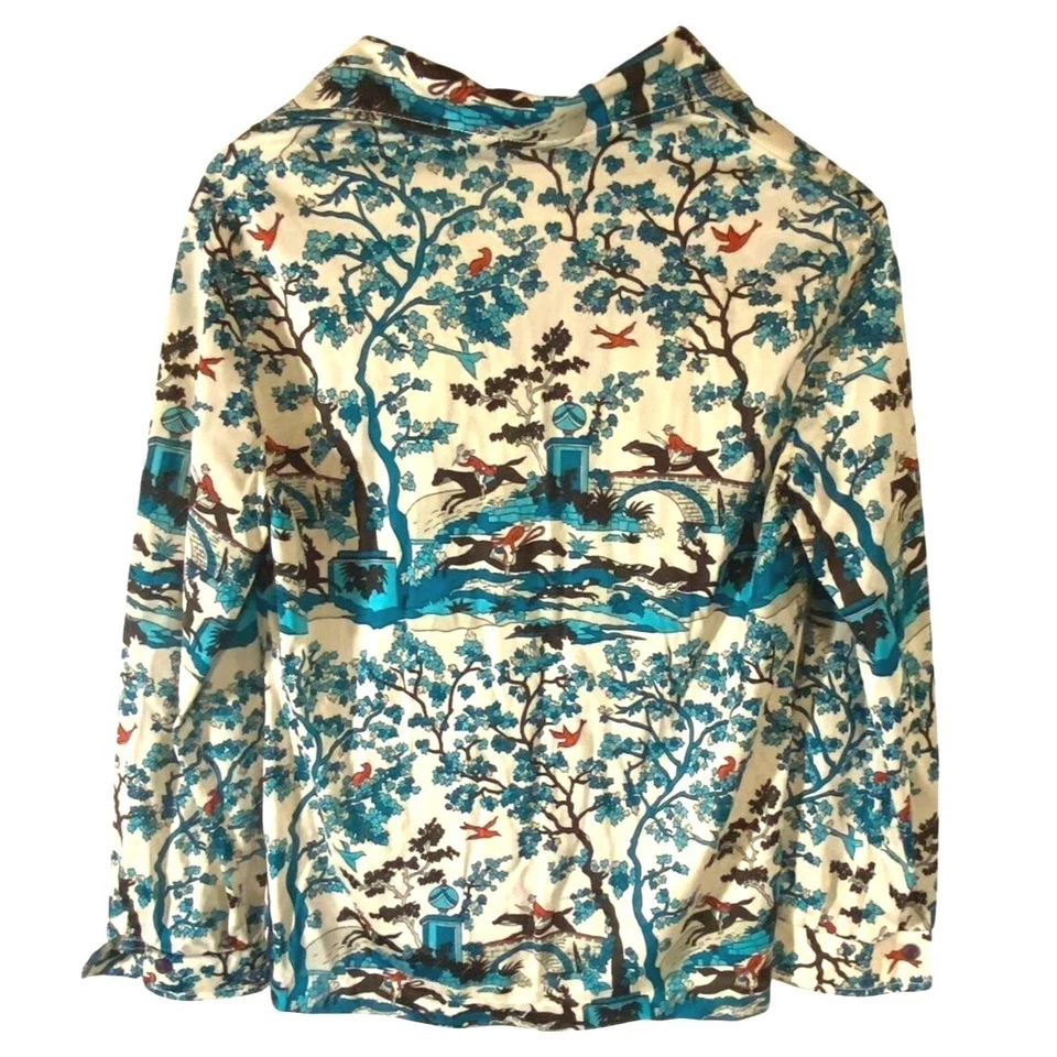 Vintage DAVID SMITH 70s Equestrian Print Half Button Popover Shirt Novelty Men S - Image 3 of 4