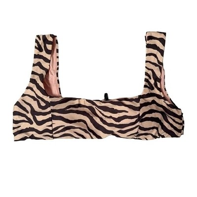 NWT J. Crew Zebra Print Square Neck Bikini Top Removable Cups 2X Sand Beige