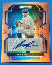 2022 Panini Prizm Draft Picks #PDP187 Max Rajcic Neon Orange Rookie Auto 6/20 MT