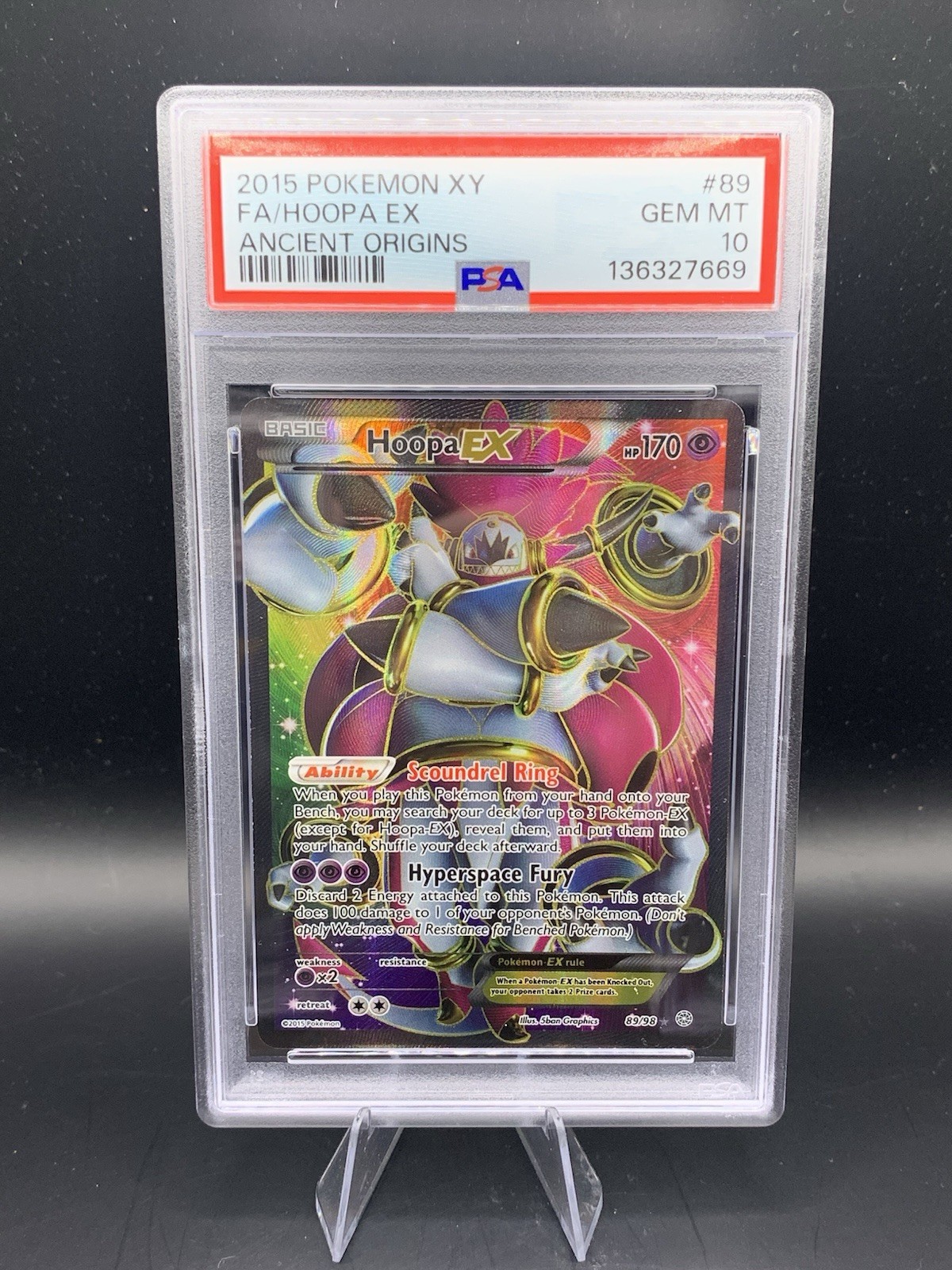 2015 POKEMON XY ANCIENT ORIGINS #89 FULL ART/HOOPA EX PSA 10