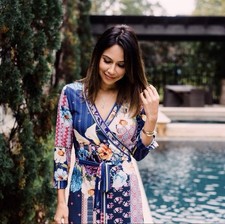 New With Tags Johnny Was Multicolor Peridot Floral Wrap Dress (Size L)