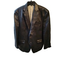 Lauren Ralph Lauren Mens Black Faux Suede Like Two Button Blazer Sport Coat 42R