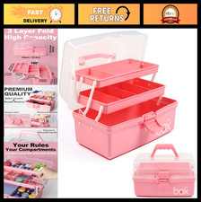 12" 3-Layer Portable Craft Organizer with Adjustable Dividers - Tackle Box for S