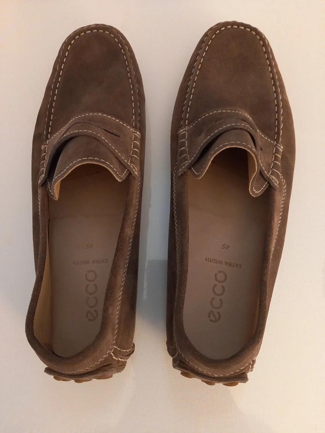 Mocassini Ecco in pelle da uomo grigio (marrone ish) 45 EU = 11 5 USA