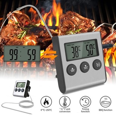 Remote Kitchen Digital Cooking Thermometer Probe Meat Food Temperature w/Timer