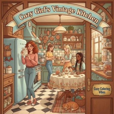 Cozy Girl's Vintage Kitchen: A Nostalgic Recipe & Cooking Coloring Book |...
