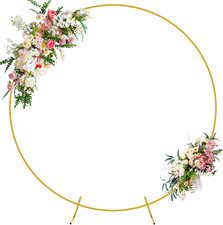 Round Backdrop Stand 7.2FT Gold Metal Circle Balloon Arch Frame Metal Circle
