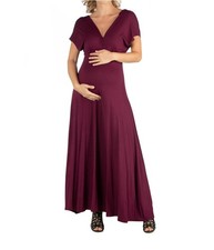 24seven Womens Maternity Maxi Dress, Red, Plus Size, 1X
