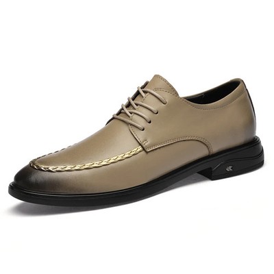 Men's Leather Dress Shoes Fashion Retro Business Lace-up Breathable Non-slip