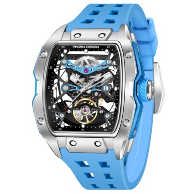 Men's Automatic Mechanical Tonneau Watch Sapphire Waterproof Double-sided Hollow
