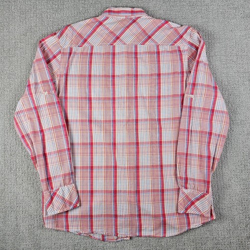 INC International Concepts Western Shirt Men's L Red Plaid Pearl Snap Rodeo - Picture 2 of 8