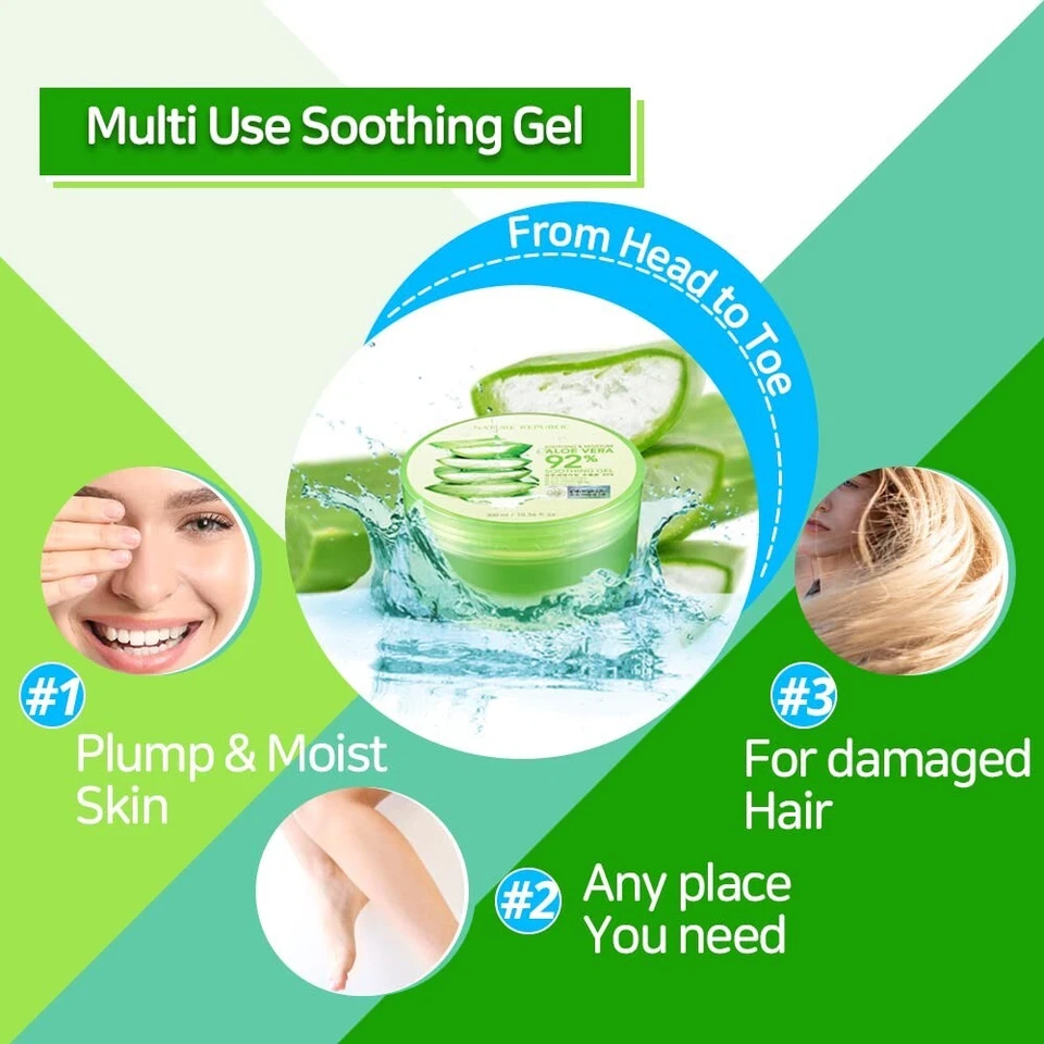 NATURE REPUBLIC Aloe Vera Soothing Gel 300mL, Moisturizing Skin Care [US SELLER] - Image 3 of 4