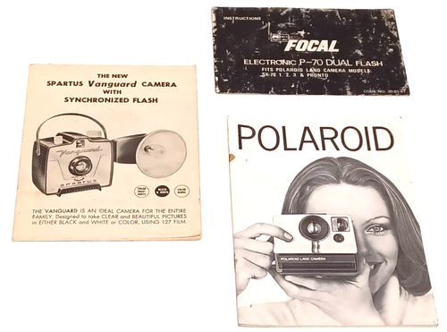 Lot Of 3 Vintage Camera Manuals Instructions Polaroid, Spartus Vanguard, Focal - Imagen 1 de 8