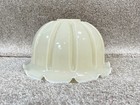 VINTAGE WHITE RIBBED OPAQUE GLASS CEILING LIGHT SHADE RUFFLE EDGE