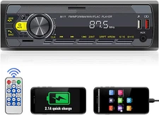 Single Din Car Stereo Bluetooth 5.0 Multimedia Audio Receiver Push Talk Assist
