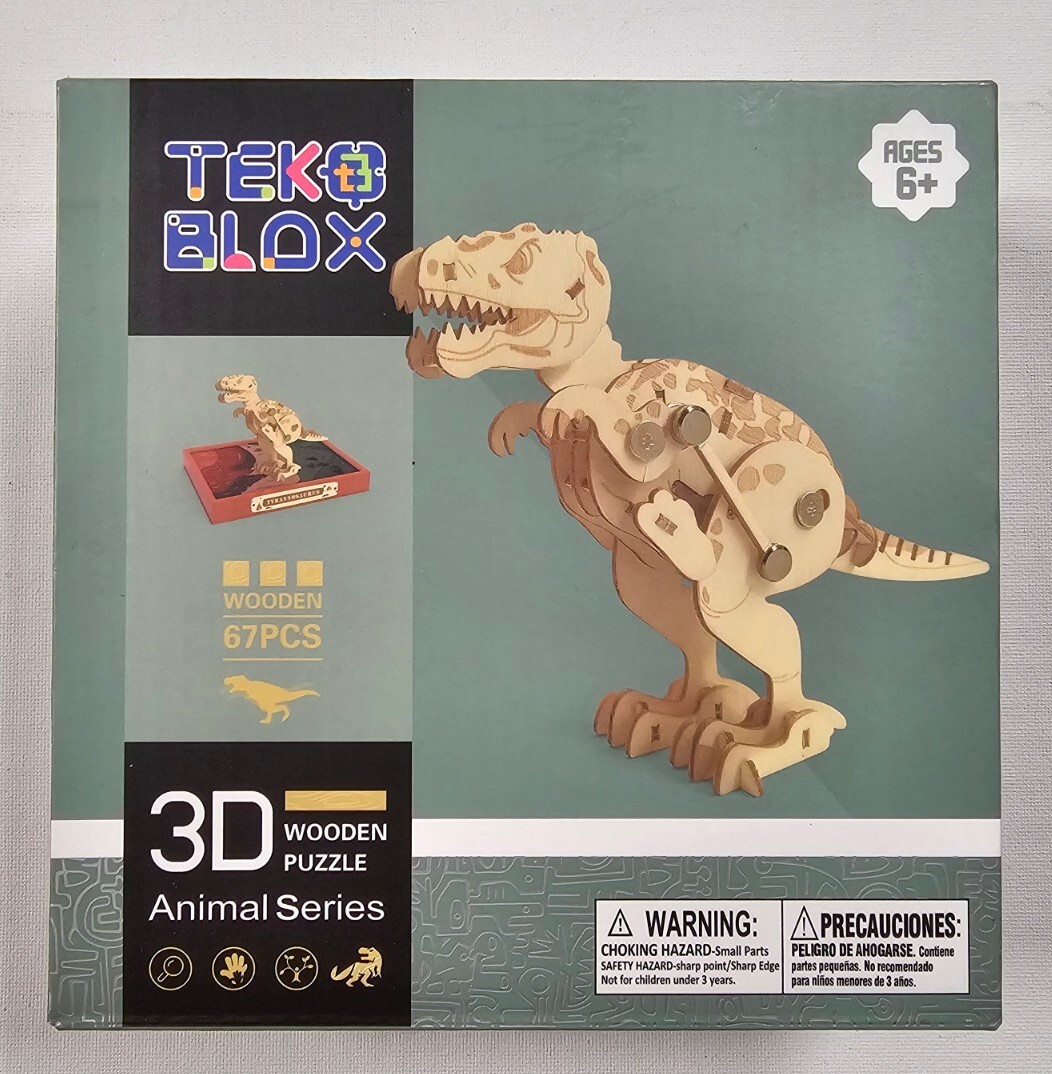 Teko Blox 3D 67 Piece Wooden Dinosaur Puzzle T-Rex