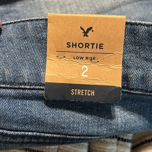 AMERICAN EAGLE Size 2 NWT Shortie Low Rise Stretch Denim Jean Shorts Raw Hem - Bild 5 von 9