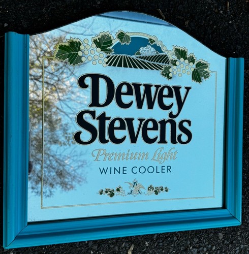 DEWEY STEVENS PREMIUM LIGHT WINE COOLER BAR MIRROR FRAMED 17”X 15” - Picture 2 of 5