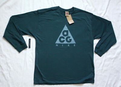Nike ACG Men Long Sleeve Logo TShirt Green Purple/Pink NEW S-L - Main Image