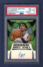 JA MORANT 2019-20 CERTIFIED AUTOGRAPH ON CARD AUTO GREEN ROOKIE RC # / 5 PSA 8