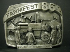 Farm Fest 1986 Lake Crystal MN Combine Exhibitors Show Pewter Belt Buckle LE