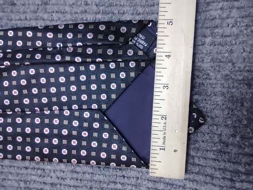 Italian Silk Tie Black Geometric Pattern Office Career - Picture 4 of 6