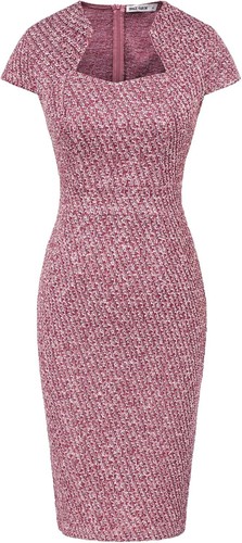 Women's Cap Sleeve Pencil Dress - Classic Slim Fit Work/Casual Style - Picture 6 of 35