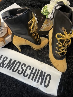 けんこう MOSCHINO ポインテッドトゥ Moschino x HM Leather Ankle Boots with Lacing | eBay